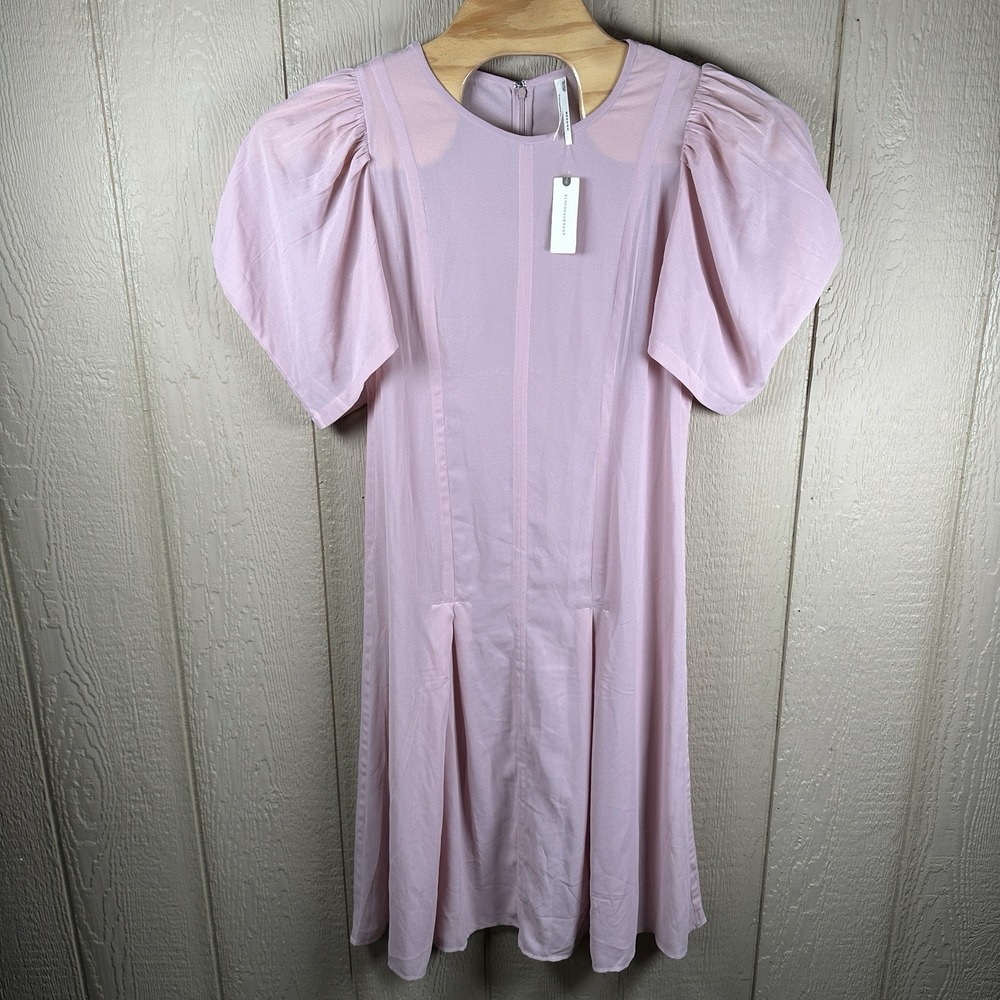NEW By Anthropologie Modern Sheer Midi Dress Womens 12 Violet Ice Pink Romantic